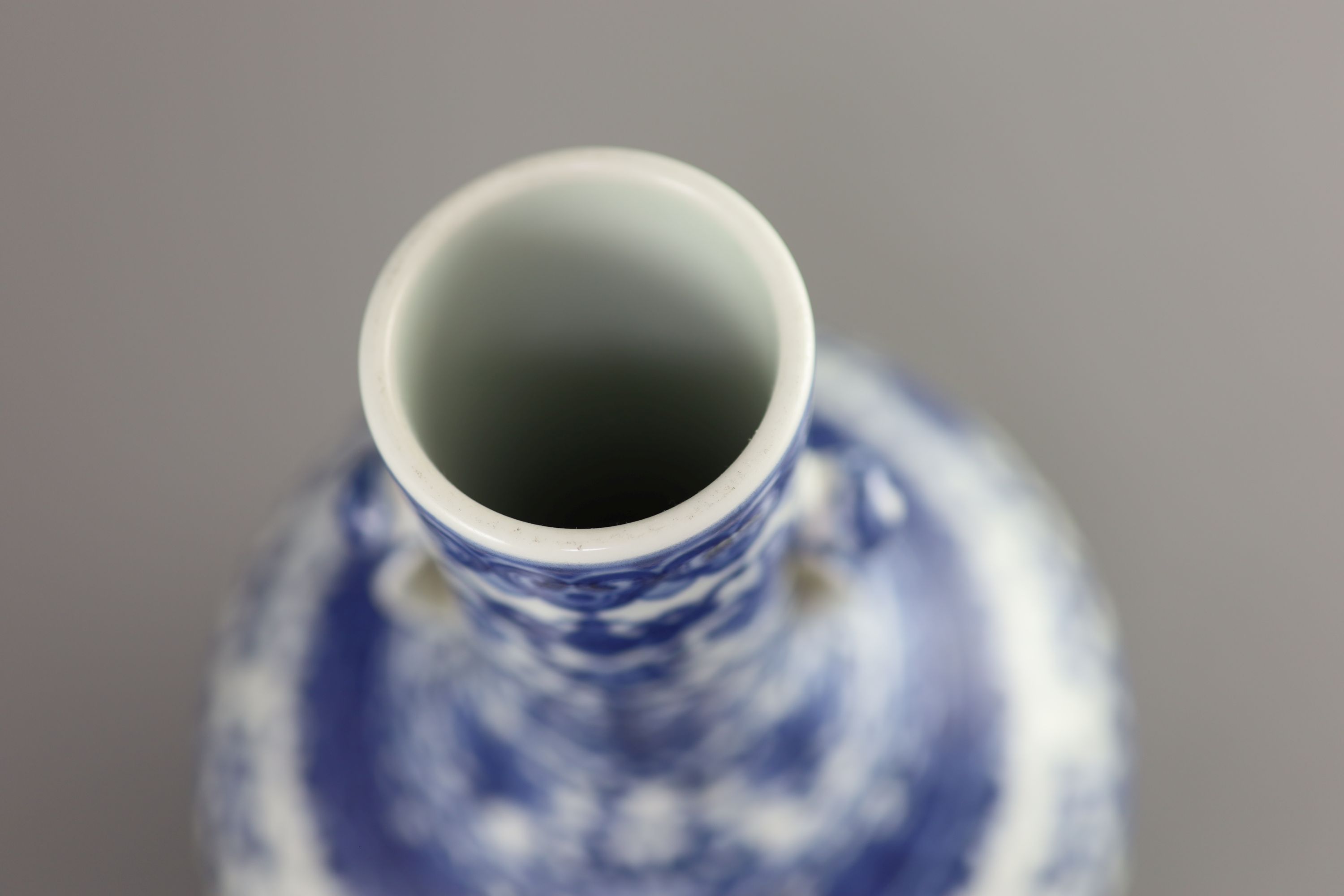 A Chinese blue and white bottle vase, Daoguang seal mark and possibly of the period, 28.5cm high
